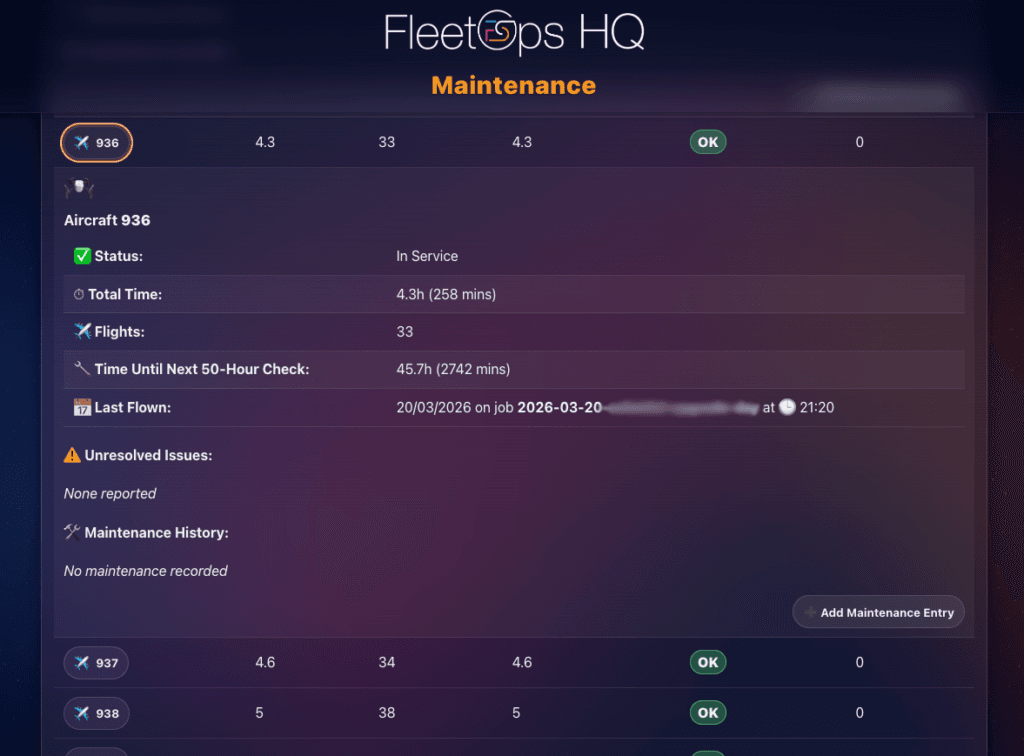 Drone Show Maintenance Tracking