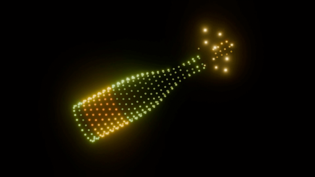 Champagne bottle pop drone light show